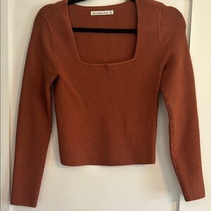 Square neck Rust Ribbed Sweater